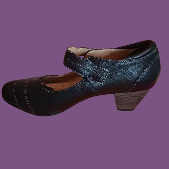 Taos Angel Mary Jane Black Leather With Strap Size 8 - Picture 11 of 16